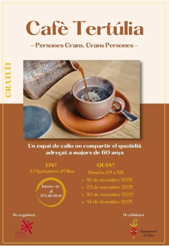 Olius organitza diverses sessions de cafè tertúlia per a la gent gran del municipi
