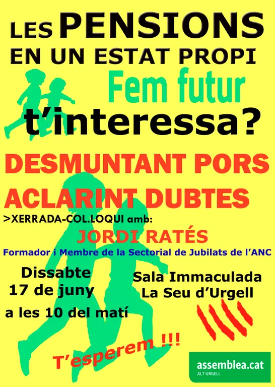 L'ANC Alt Urgell organitza una xerrada informativa sobre les pensions