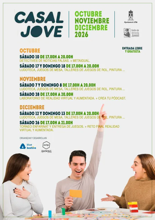 La Asociación Blue Beehive y la Asociación Aminoäel ofrecerán actividades en el Casal Jove de Ibi hasta diciembre