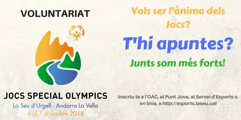 Darrers dies per inscriure’s com a voluntari als Jocs Special Olympics