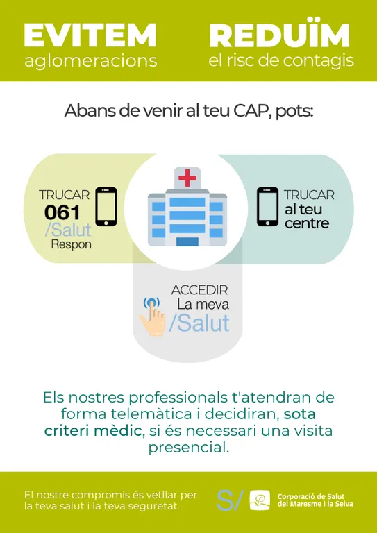 Salut recomanar trucar al CAP abans d'anar-hi: campanya per conscienciar la població de la CSMS