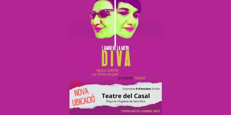 L’obra de teatre ‘L’amor de la meva diva’ canvia d’ubicació i es representarà al Teatre de Casal demà divendres