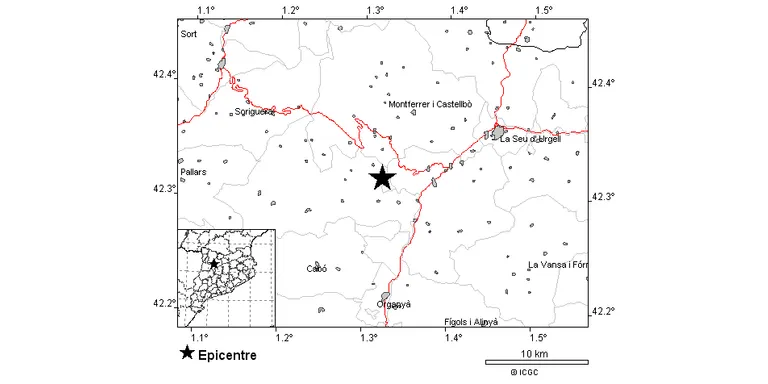 Terratrèmol a l'Alt Urgell de 2,4 a l'escala de Richter