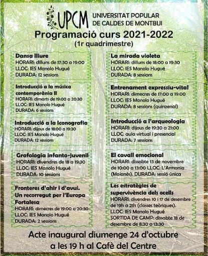 La Universitat Popular de Caldes arrenca el cinquè curs amb el repte de recuperar la presencialitat després de la pandèmia