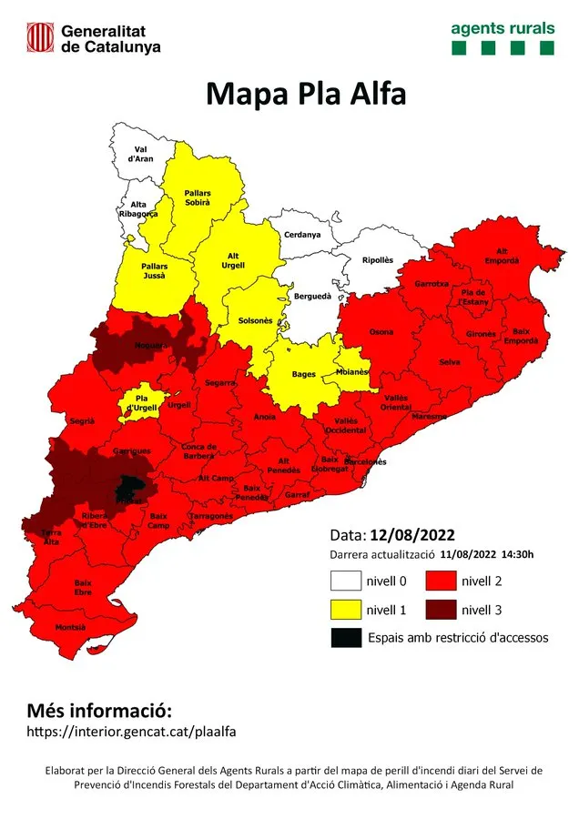 Risc extrem d'incendi forestal i s'augmenta la vigilància al bosc