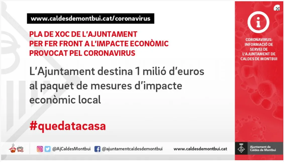 L’Ajuntament destina 1 milió d’euros a les primeres mesures d’impacte econòmic local