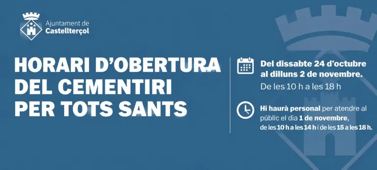 Horari especial del Cementiri de Castellterçol per Tots Sants