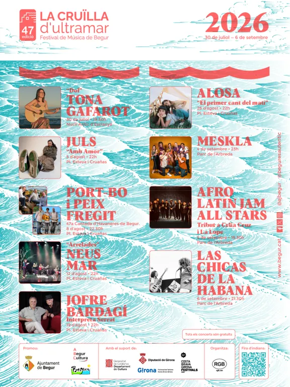 Begur amplia la programació del Festival de Música La Cruïlla d’Ultramar en la seva 47a edició