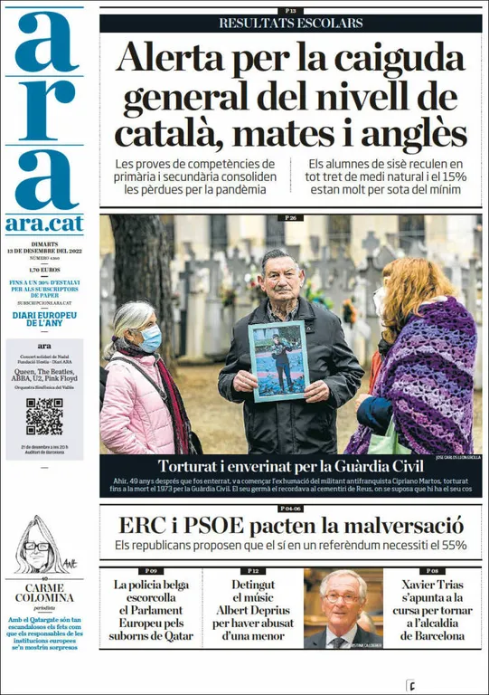 Consulta les portades dels diaris d'aquest 13 de desembre