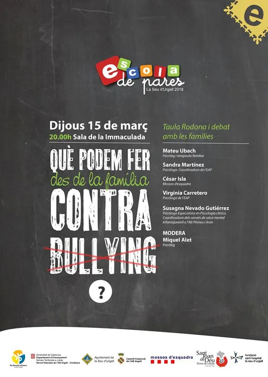 Taula rodona i debat amb famílies per abordar el 'bullying' a l'Alt Urgell