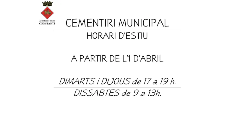 Comença l’horari d’estiu al cementiri municipal