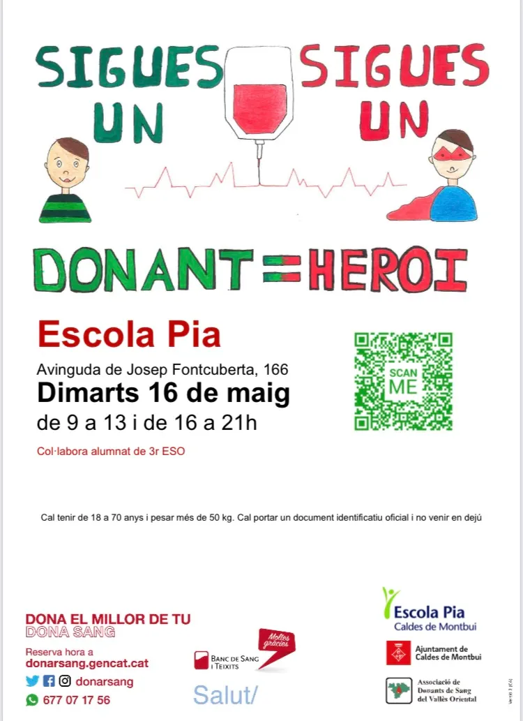 Els alumnes de 3r d’ESO de l’Escola Pia organitzen la jornada anual de donació de sang