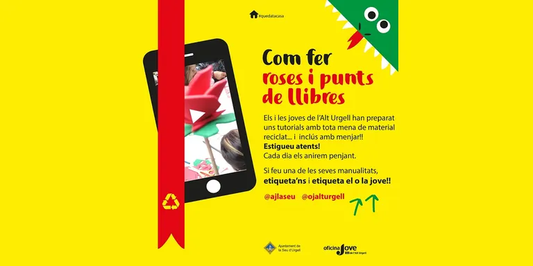 Tutorials de joves de l’Alt Urgell per ensenyar a fer roses i punts de llibre amb material reciclat
