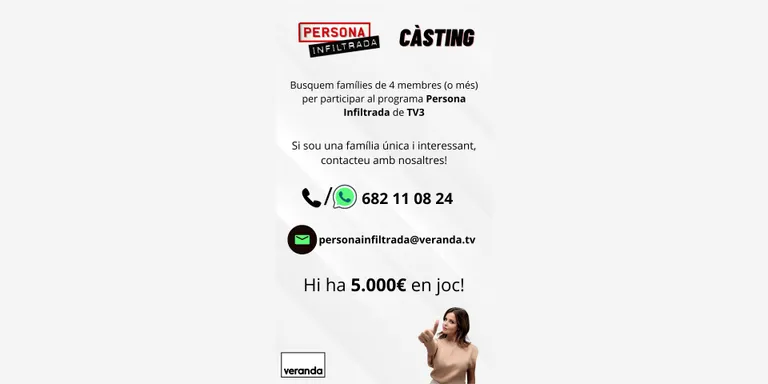 La productora del programa de TV3 "Persona infiltrada" busca famílies de Solsona