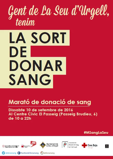 La Seu d'Urgell rep una nova edició de la Marató de Donació de Sang