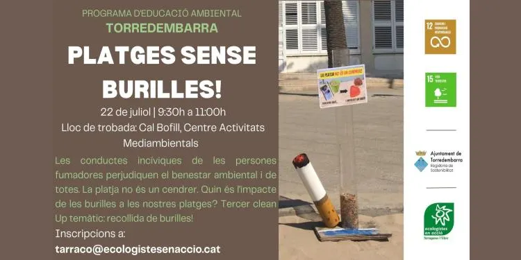 Torredembarra acull aquest dissabte una acció de neteja de la platja centrada en les burilles de cigarretes