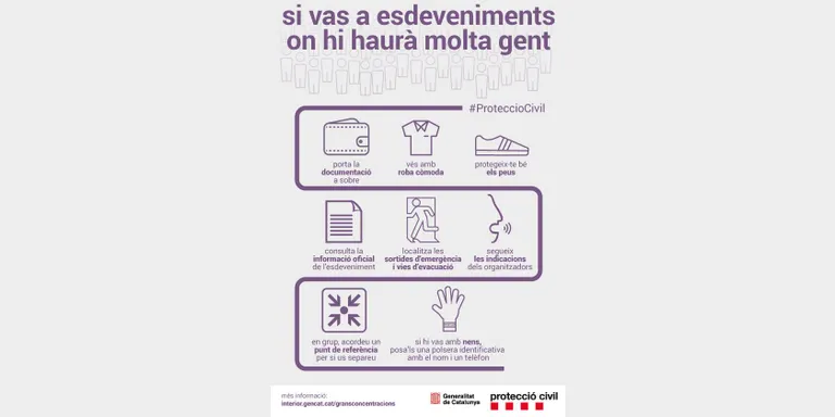 Consells de seguretat de la Generalitat per assistir a la concentració de la Diada Nacional de Catalunya a Barcelona