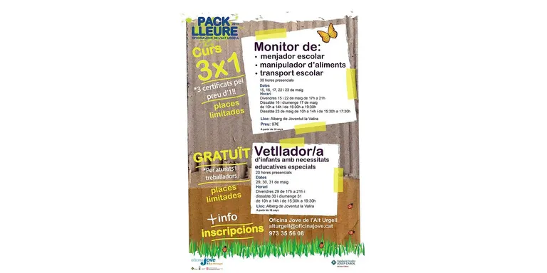 L'Oficina Jove ofereix un triple curs de monitor, transport escolar i manipulador d'aliments