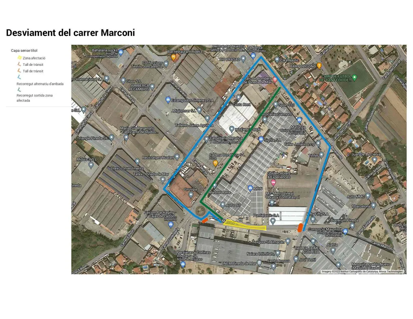 Degut a un enfonsament de la calçada del carrer Marconi s'ha tallat al trànsit