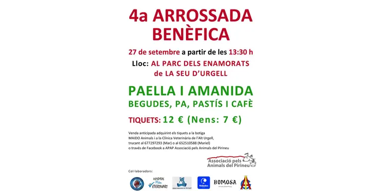 Arrossada Benèfica per recolzar la tasca de l'Associació pels Animals del Pirineu