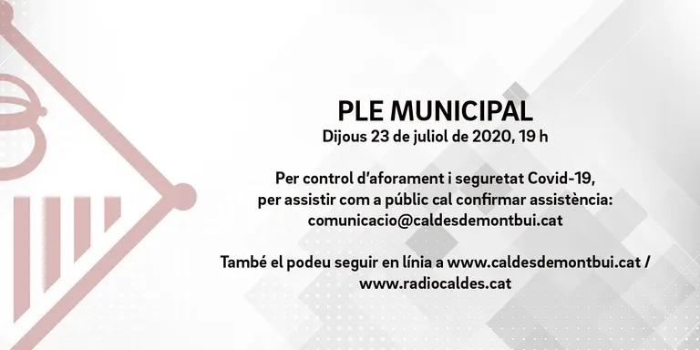 El Ple Municipal de juliol tornarà a ser presencial després de tres mesos