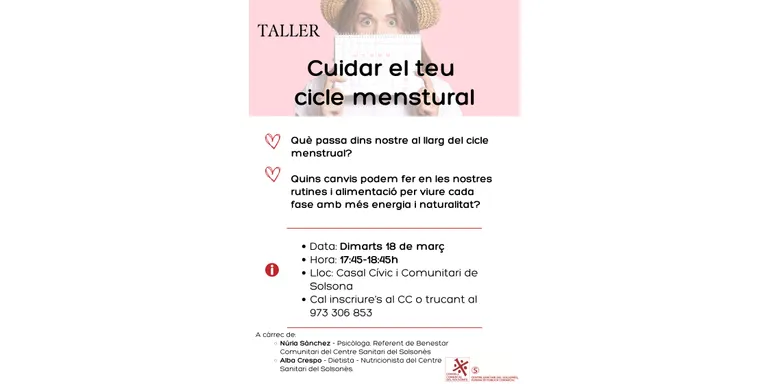El Centre Sanitari organitza dos tallers sobre cicle menstrual i menopausa amb motiu del Dia de la Dona