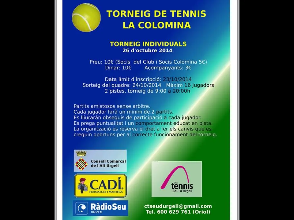 Tennis Seu d'Urgell - La Colomina 2014 cartell