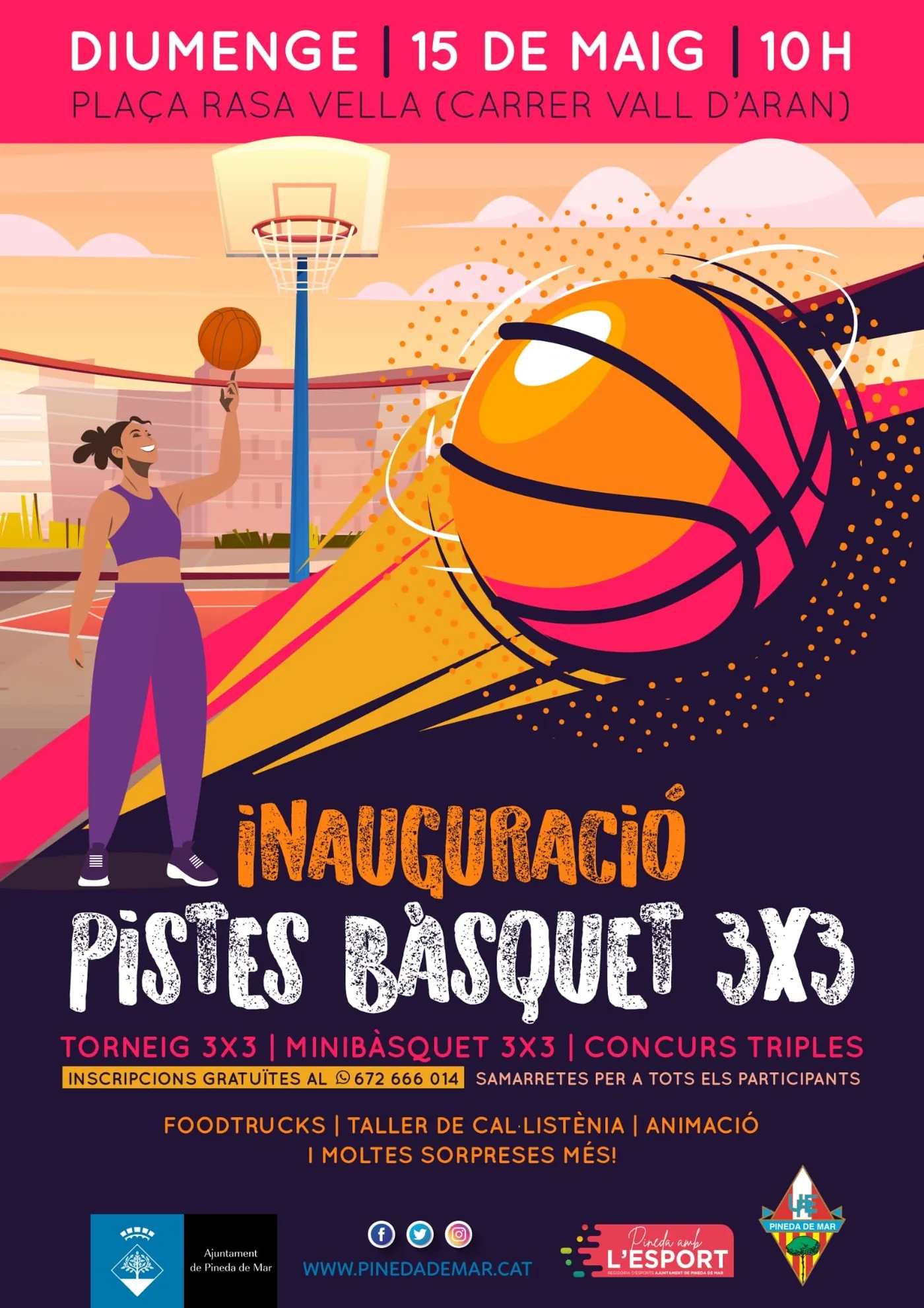 Aquest diumenge s'inauguren les noves pistes de bàsquet 3X3 a la plaça de la Rasa Vella