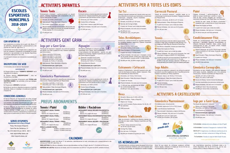 Les Escoles Esportives Municipals de la Seu ofereixen un total de 21 activitats