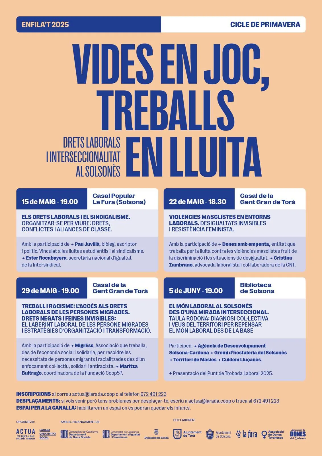 L'Enfila't de l'Arada arrenca aquest dijous a Solsona amb una xerrada sobre els drets laborals i el sindicalisme