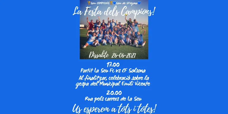 La Seu FC s'acomiada de Tercera Catalana i celebra el títol i l'ascens amb l'afició