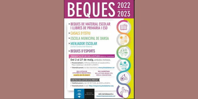 Ja podeu demanar beques d'ensenyament i esports de l'Ajuntament de Pineda pel curs 2022-2023