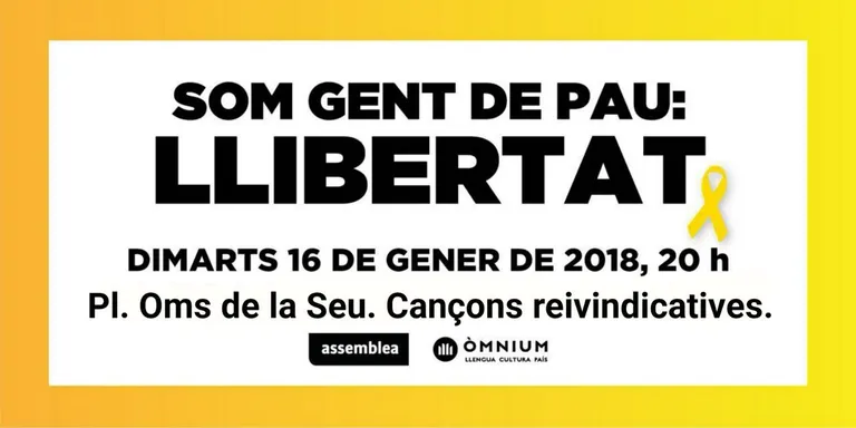 Concentració a la Seu per denunciar que Jordi Sànchez i Jordi Cuixart porten tres mesos empresonats