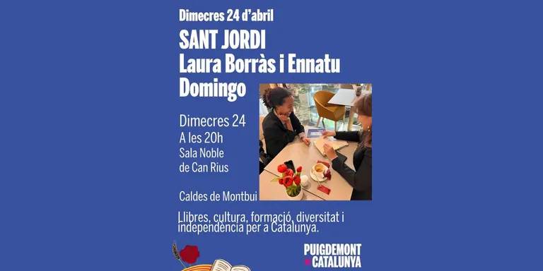 L’expresidenta del Parlament, Laura Borràs, i la número 6 de Junts, Ennatu Domingo fan parada a Caldes per presentar els seus llibres