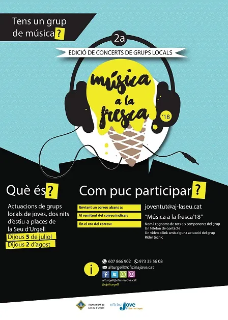 'Música a la fresca' obre la porta a actuacions de grups i artistes locals a l'estiu