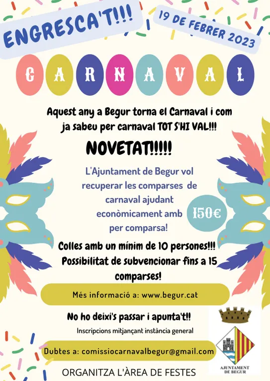 Torna el Carnestoltes a Begur. Apunta’t a la rua!