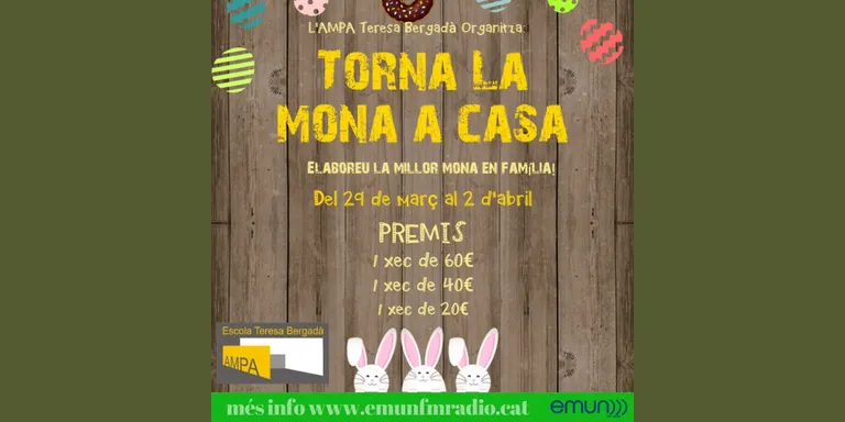 L'AMPA de l'Escola Teresa Bergadà d'Alguaire organitza el II Concurs de la Mona online