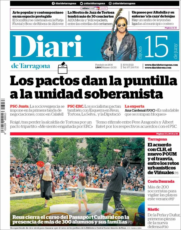 Consulta les portades dels diaris d'aquest 15 de juny