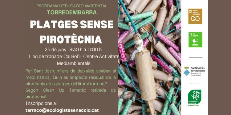 Torredembarra organitza una acció de neteja a la platja en el marc de la campanya 'Let's Clean Up! Platges sense pirotècnia'