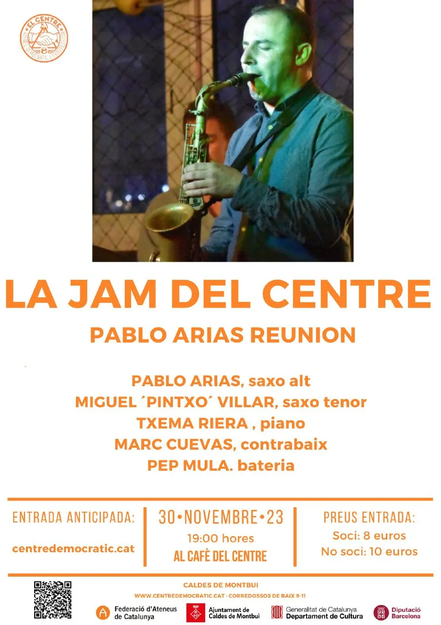 El saxofonista Pablo Arias serà el protagonista de la propera jam de l’ateneu el Centre