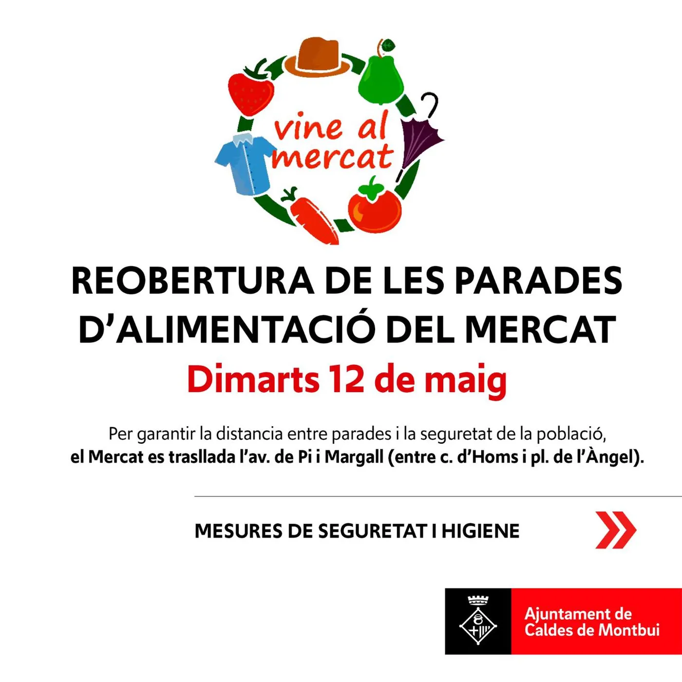 Demà dimarts torna el mercat municipal amb canvis provisionals