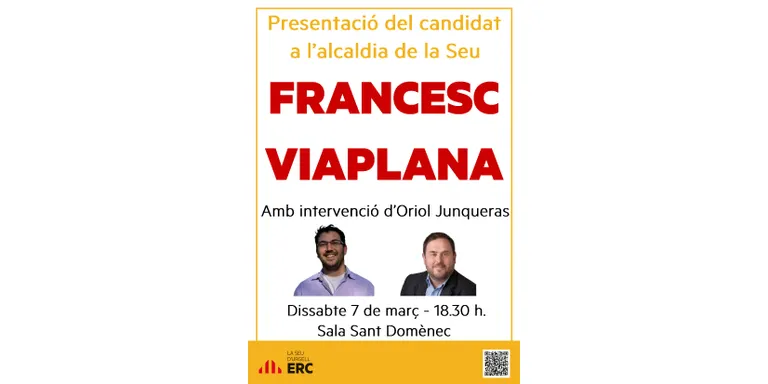 ERC presenta el candidat a l'alcaldia de la Seu, Francesc Viaplana