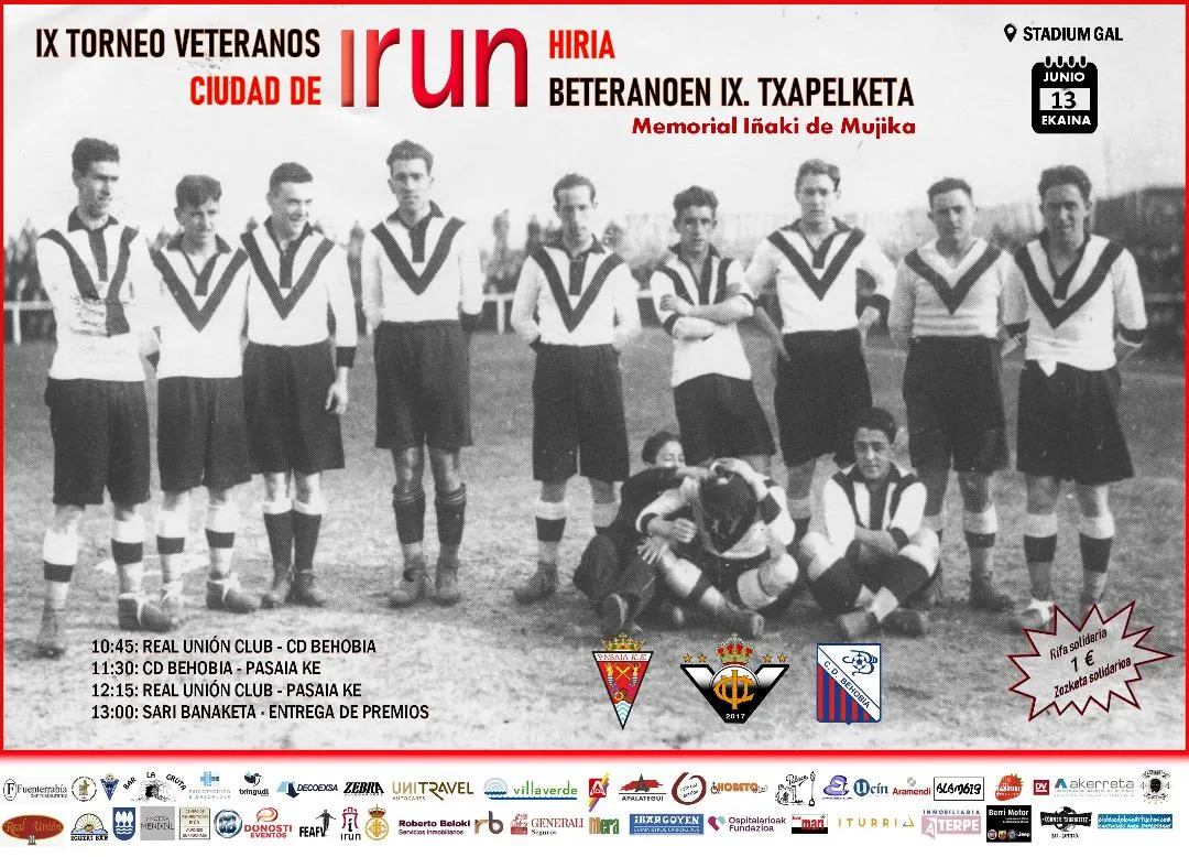 LOS VETERANOS DEL REAL UNIÓN, PASAIA K.E. Y BEHOBIA JUGARÁN EL SÁBADO EL MEMORIAL IÑAKI DE MUJIKA