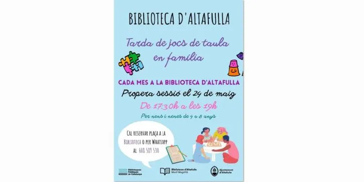 La Biblioteca d'Altafulla impulsa les tardes de jocs de taula en família