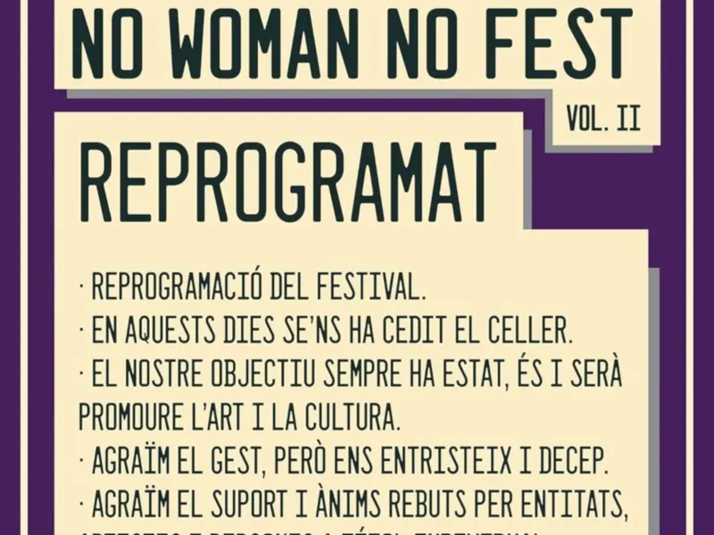 L'Ajuntament fa marxa enrere i permetrà el No Woman No Fest al Celler