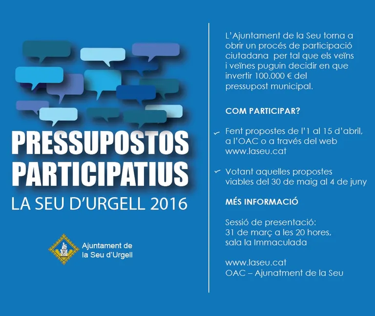 Presentades 186 propostes als Pressupostos Participatius de la Seu