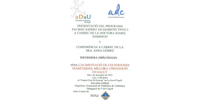 L'Associació de Diabètics de l'Alt Urgell organitza dissabte dues xerrades divulgatives