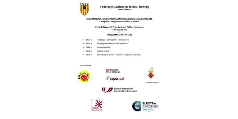 L'Olius Bitlles serà l'amfitrió del Campionat de Catalunya Individual de Bitlles Catalanes de les categories més joves