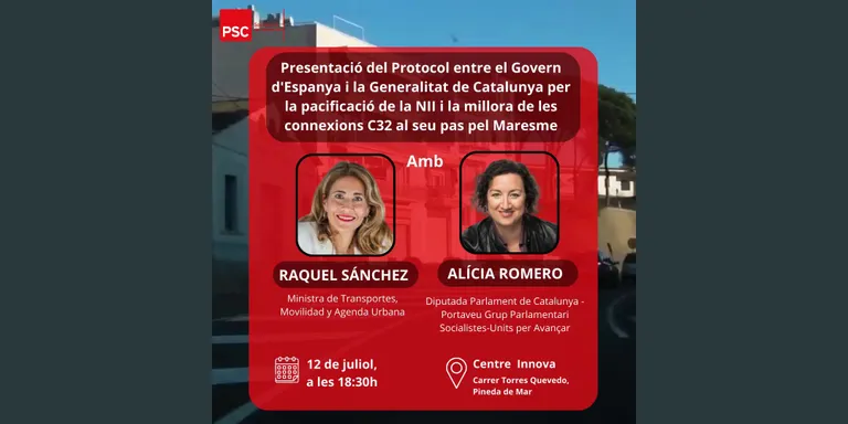 El PSC fa un acte dimecres a Pineda amb la ministra Raquel Sánchez