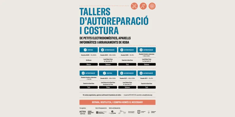 L'Actua de l'Arada dona el tret de sortida, aquest dissabte, als tallers d'autoreparació de petits electrodomèstics